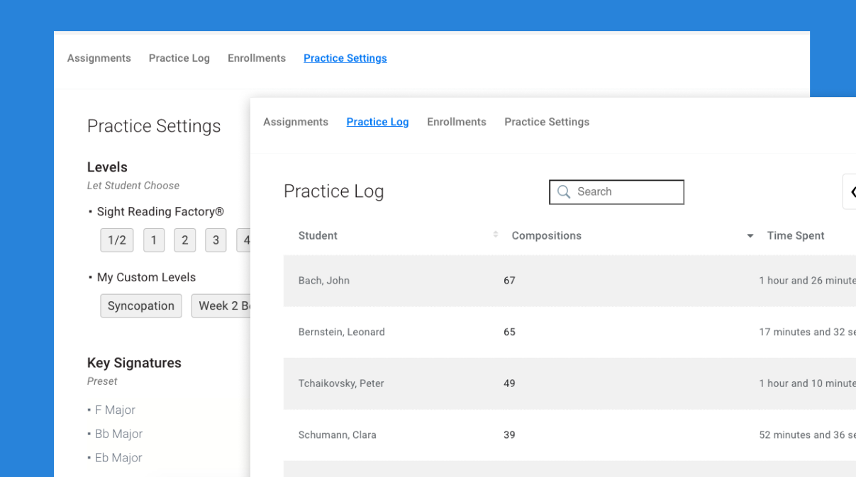 Practice Logs and Practice Settings